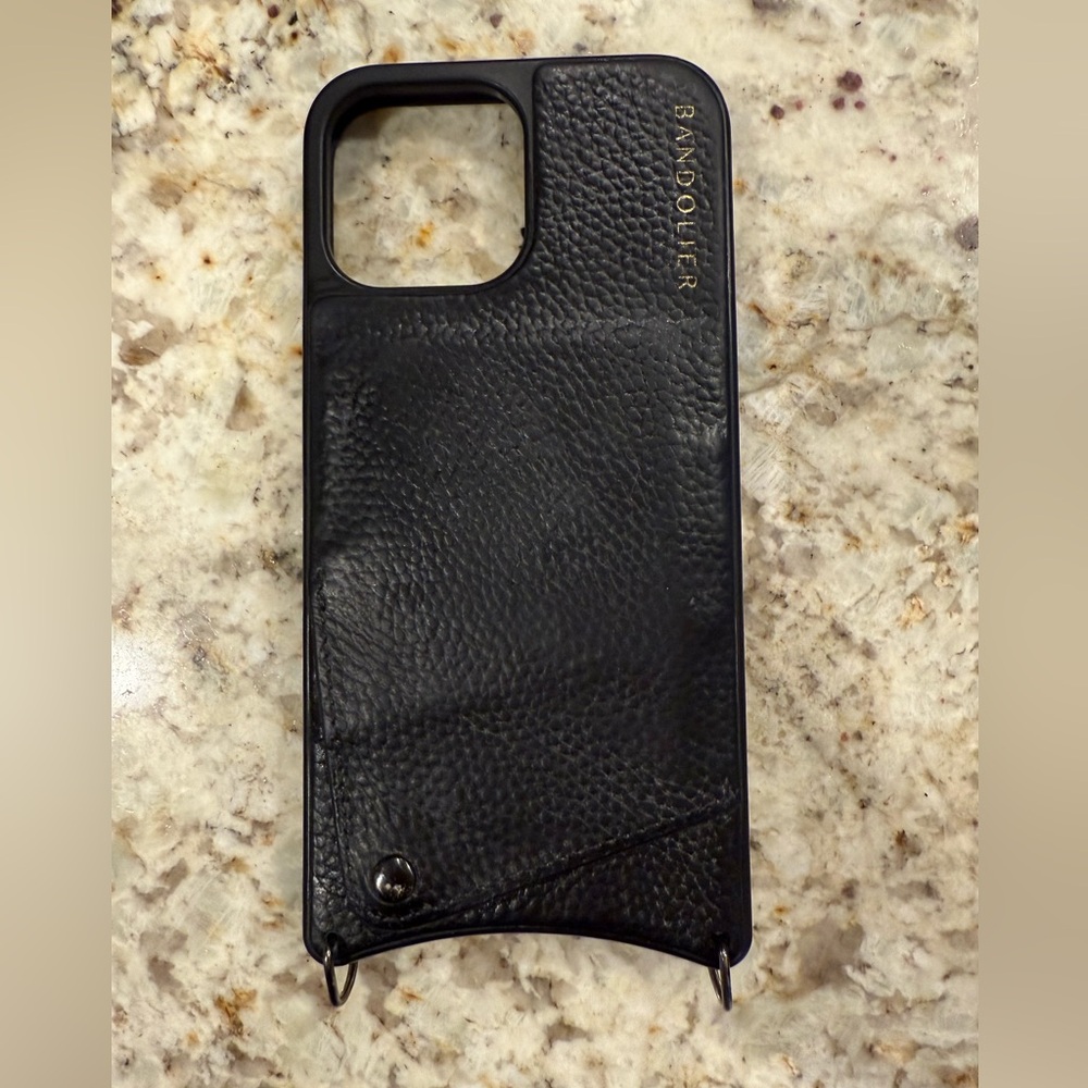 BANDOLIER “Emma” iPhone 13 Pro Max Black Leather Case, GUC (+ “Sarah” wristlet)
